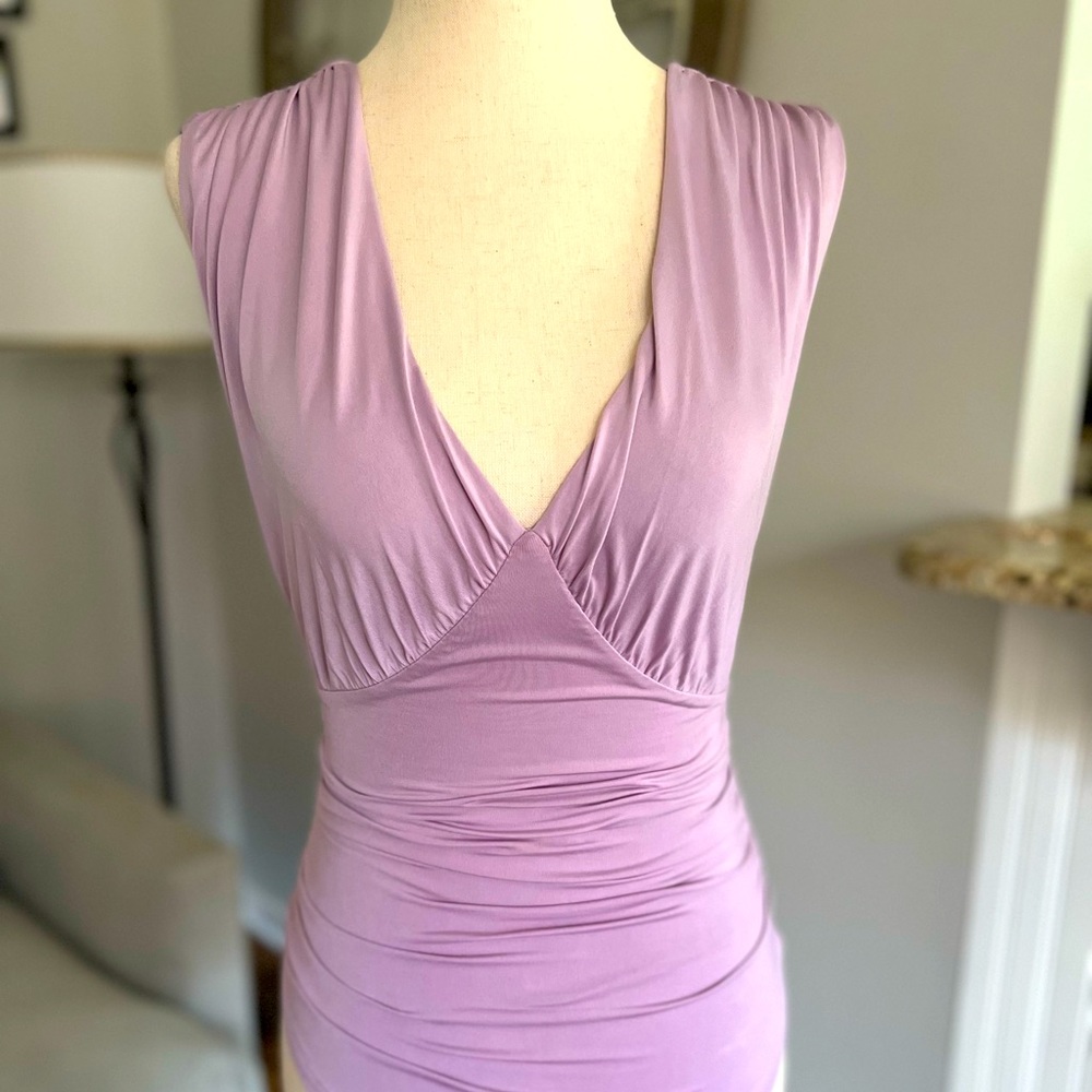 EXPRESS Body Contour Collection Lavender v-Neck Bodysuit Size: XS